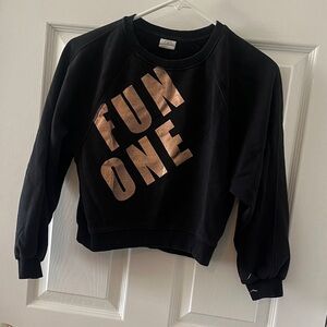 Zara Fun One Black Sweatshirt with Gold Lettering